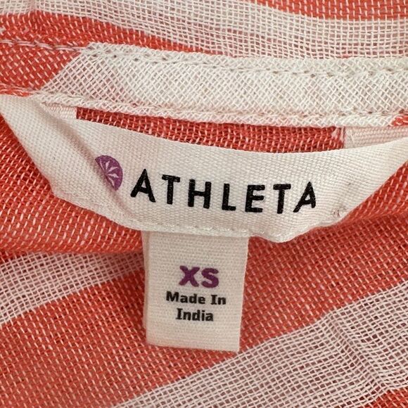 Athleta Beach Cover‎ Up Tassel Trim Stripe Coral & White Size Xsmall - Picture 8 of 9